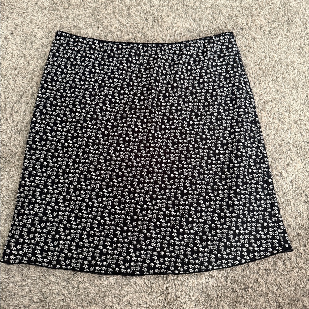 Brandy Melville Black and White Floral A-Line Skirt